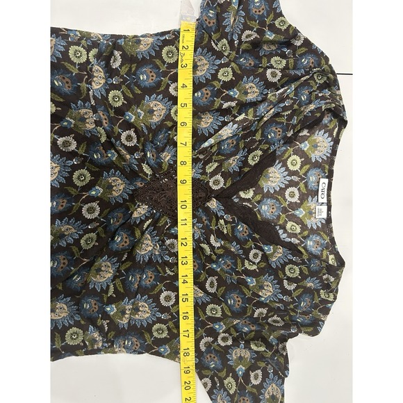 VTG Cato Y2K Lace Trim Babydoll Top Size L Brown Boho Forest Fairy Grunge Witchy - Picture 12 of 13